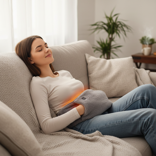 Ceinture chauffante électrique pour soulager les douleurs abdominales et lombaires, offrant chaleur apaisante, confort et bien-être à domicile. BodyEase