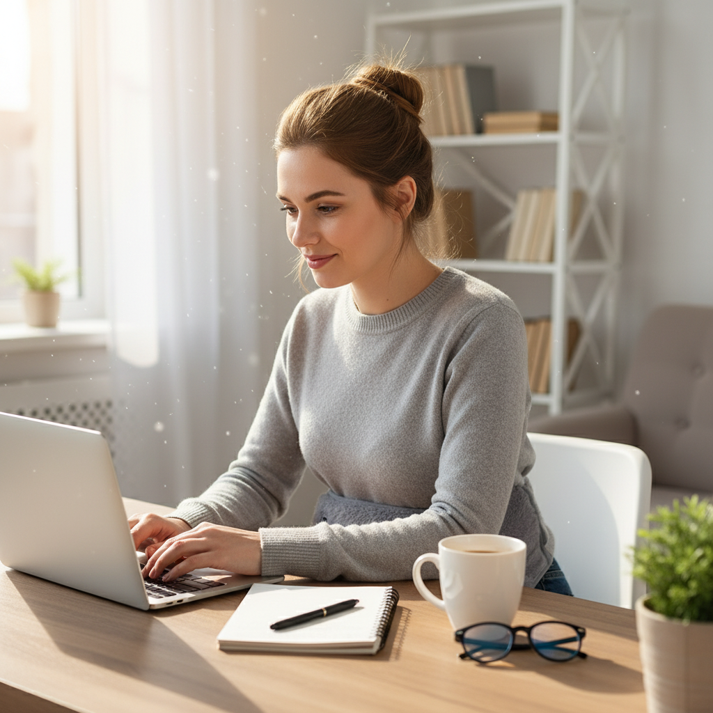 Ceinture chauffante ergonomique en tissu doux mise en scène dans un salon chaleureux pour une pause relaxante.